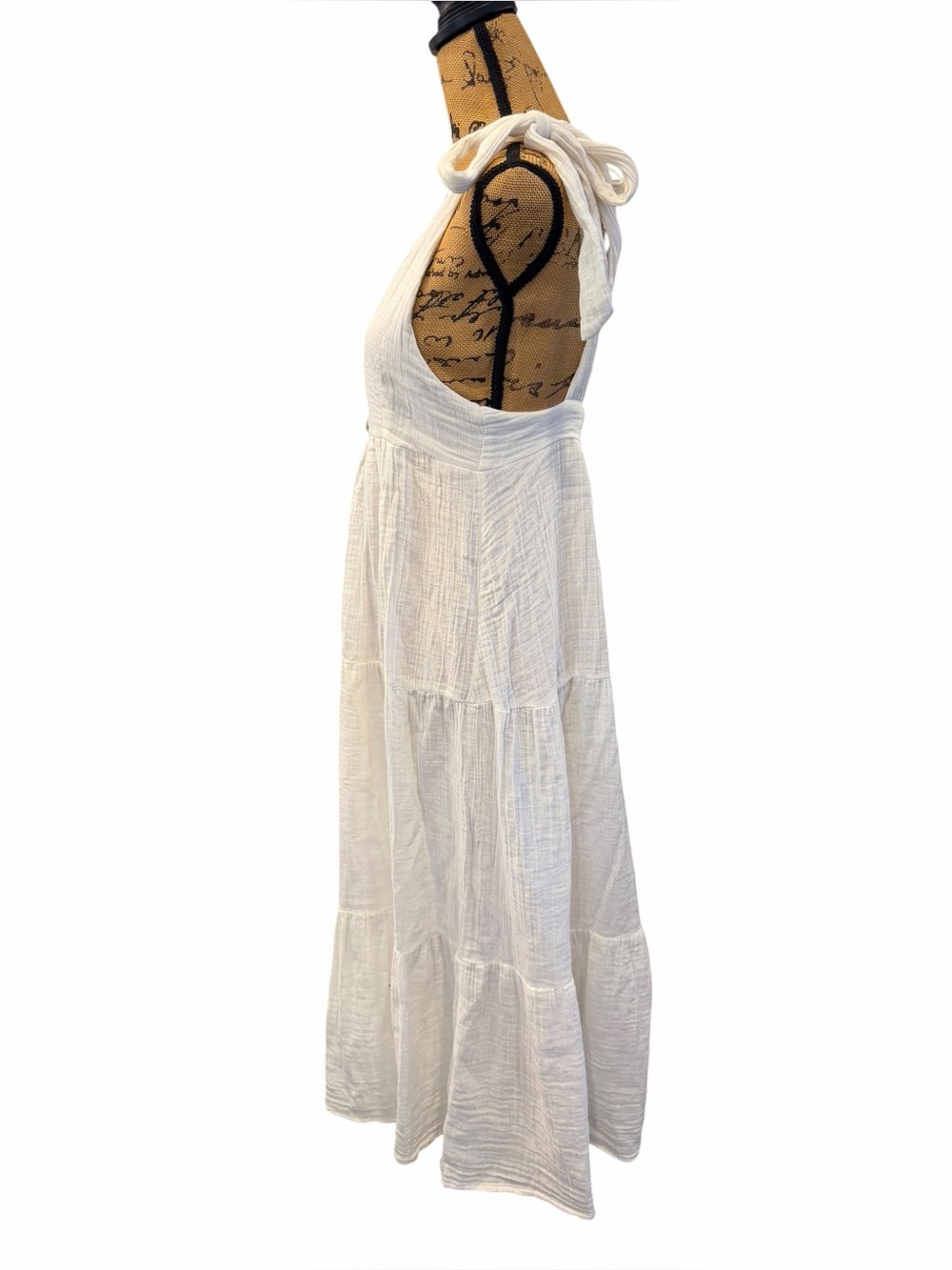 The Silk Co Olive White Cotton Maxi Dress Beach Cover Up Resort Small - Picture 6 of 10